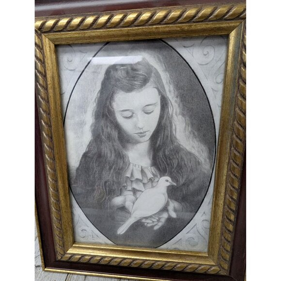 Jane McClure Jane's Prints Young Lady Girl with Dove Framed Print - Picture 2 of 3